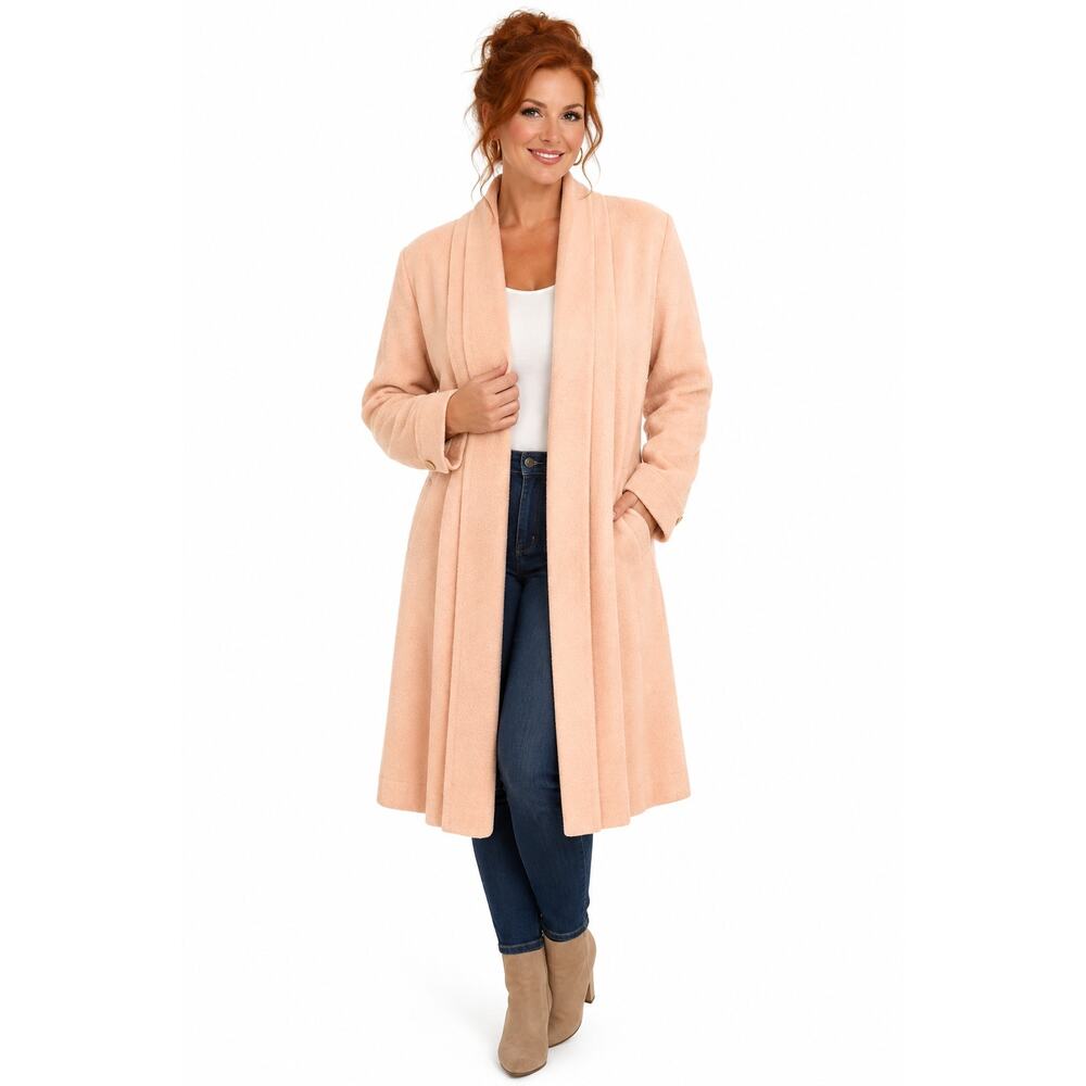 Vintage Ashley Scott Pastel Peach Wool Blend Open Front Swing Coat 1X